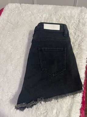 AKIRA Black Denim Frayed Mini Skirt